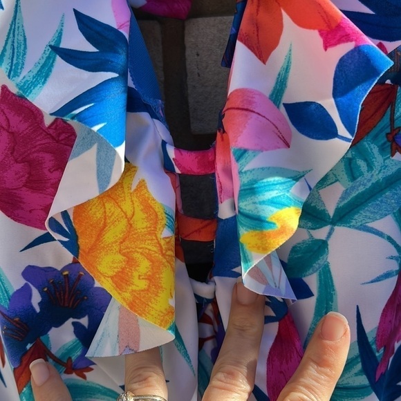 Bleu Rod Beattie Ruffle Lattice Plunge One Piece Swimsuit Sz 8 - Picture 5 of 13